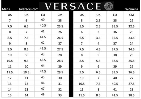 versace slides size chart|versace size conversion chart.